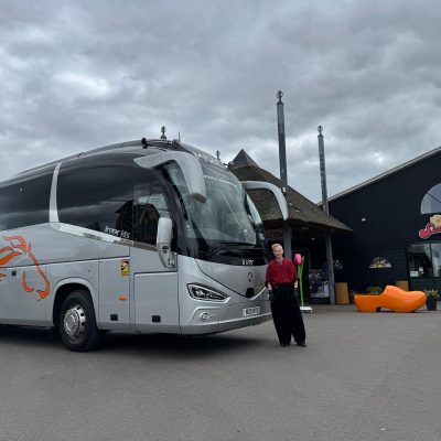 Our lovely tour guide meeting our coach at the cheese factory in volendum Holland